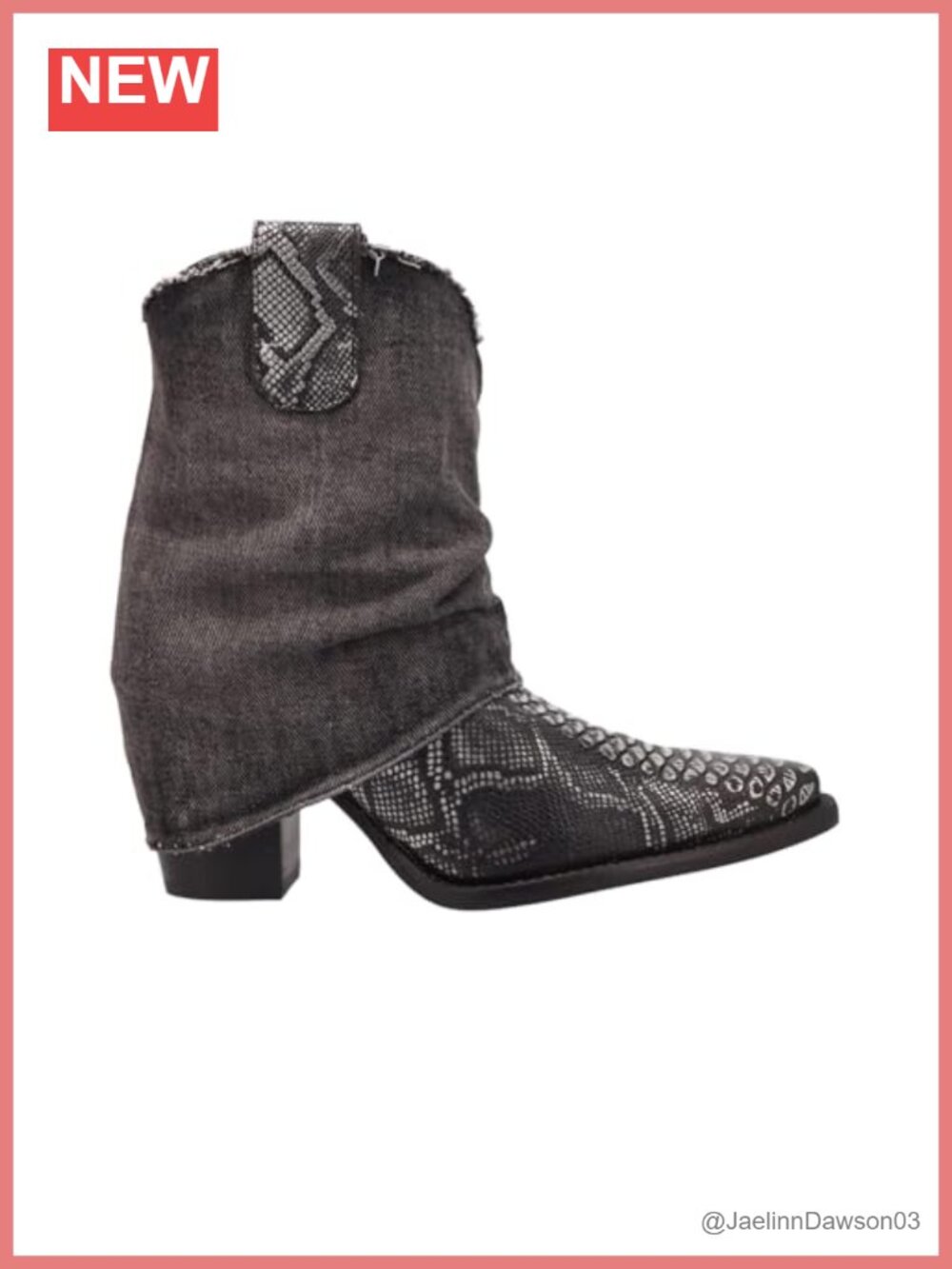 Dingo Women's Denim Dream Snip Toe Casual Ankle Boots Mid Heel